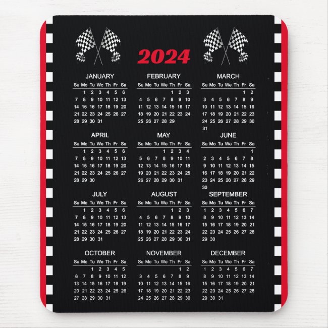 Checkered Flags 2024 Calendar Mousepad