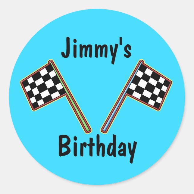 Checkered Flags Birthday Sticker (Front)