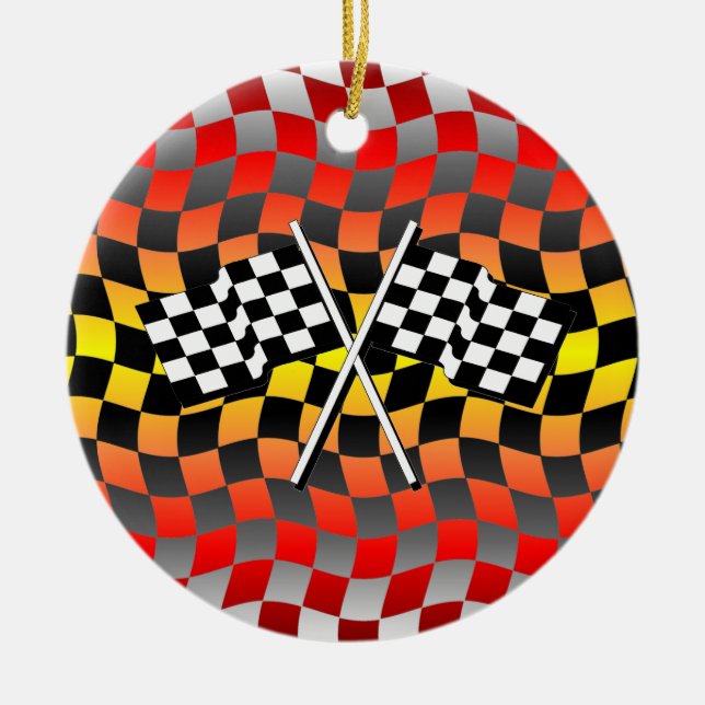 checkered flags ceramic ornament (Front)