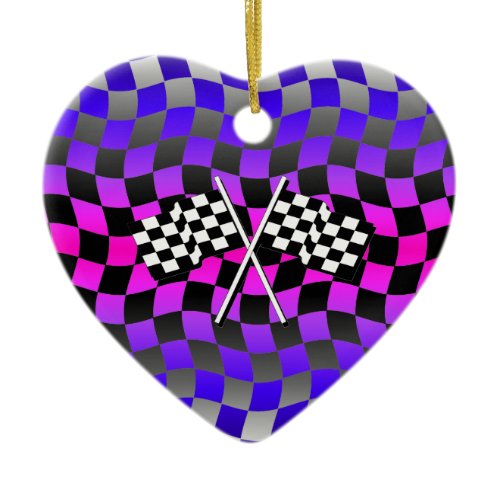 checkered flags ceramic ornament