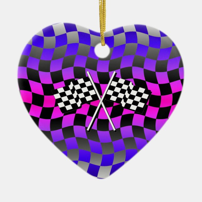 checkered flags ceramic ornament (Front)