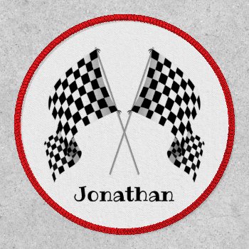 Checkered Flags Design Patch by SjasisSportsSpace at Zazzle