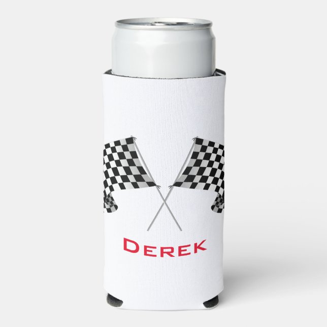 Checkered Flags Design Seltzer Can Cooler (Seltzer Front)