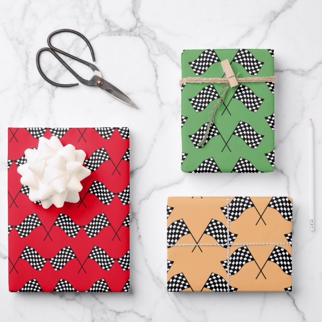 Checkered Flags Design Wrapping Paper Sheets