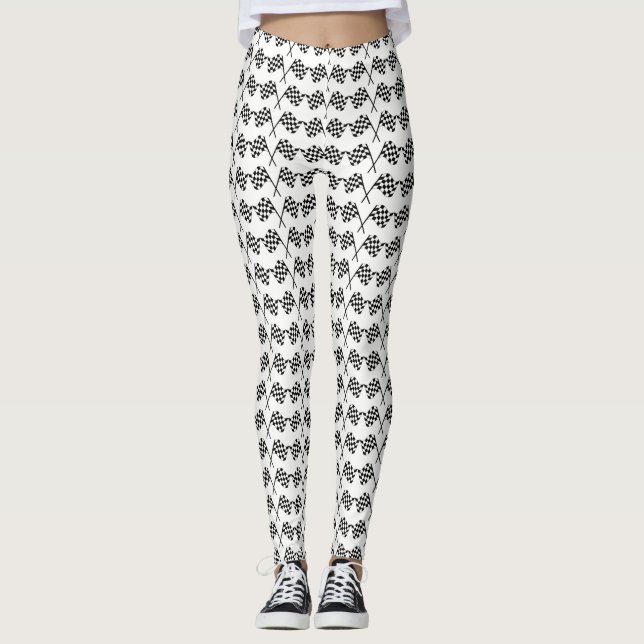 Checkered Flags Racing Finish Line Leggings (Front)