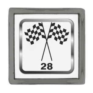 Checkered Flags Racing Personalized Gunmetal Finish Lapel Pin