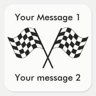 Checkered Flags Racing Personalized Square Sticker