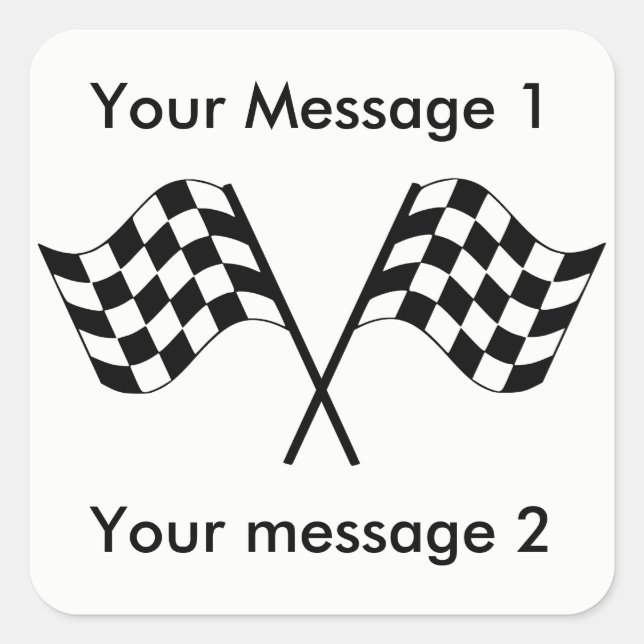 Checkered Flags Racing Personalized Square Sticker (Front)