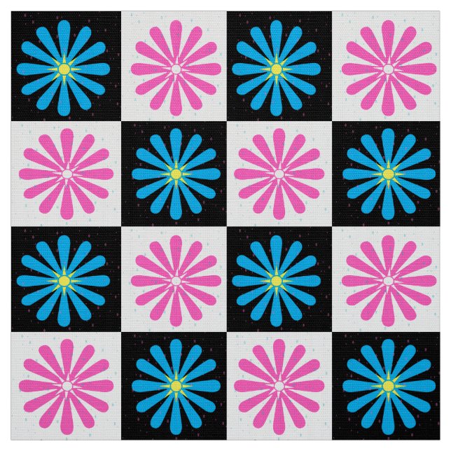 Checkered Floral Abstract Fabric (Swatch)