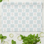 Checkered Floral Kitchen Towel<br><div class="desc">Blue and pink floral checkered pattern</div>