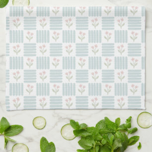 Checkered Floral Kitchen Towel