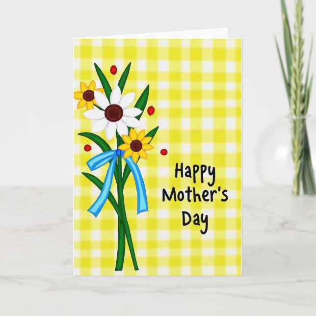 Checkered Floral Mothers Day Card (Front)