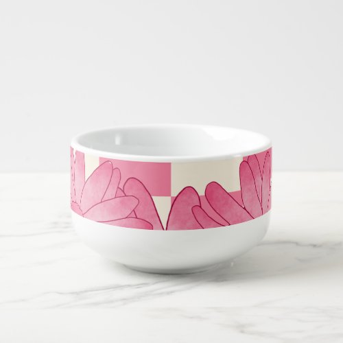Checkered Floral Pattern Coquette Soup Mug