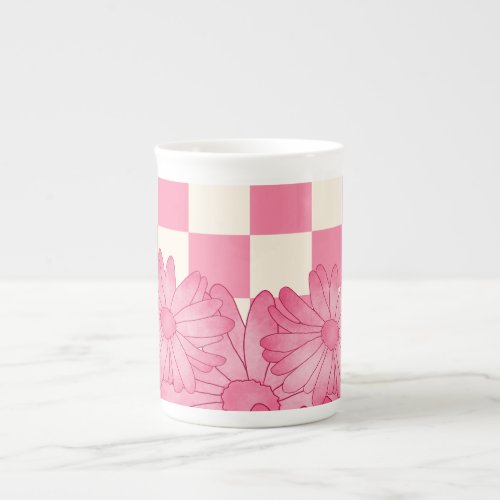 Checkered Floral Pattern Coquette Specialty Mug