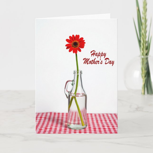 Checkered Flower Happy Mothers Day Card (Front)
