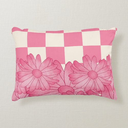 Checkered Flower Pattern Coquette Pillow