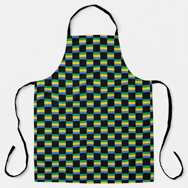 Checkered Gabon Flag Pattern  Apron (Front)