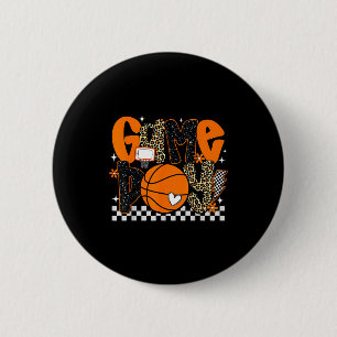 Checkered Game Day Basketball Srts Lover Men Women Button
