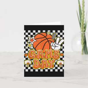 Checkered Game Day Cute Coquette Bow Basketball Wo Card