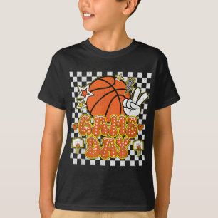 Checkered Game Day Cute Coquette Bow Basketball Wo T-Shirt