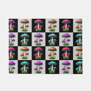 Checkered Geometric Mushroom Doormat