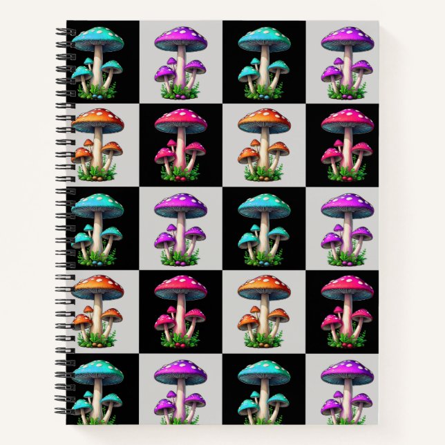 Checkered Geometric Mushroom Notebook (Front)