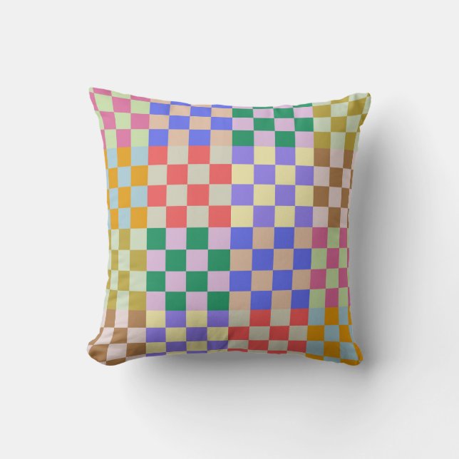 Checkered Geometric Retro Pattern Papers Graphic Throw Pillow (Front)