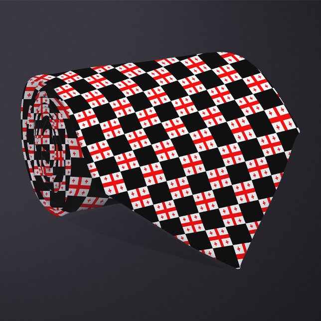 Checkered Georgia Flag Pattern  Neck Tie (Creator Uploaded)