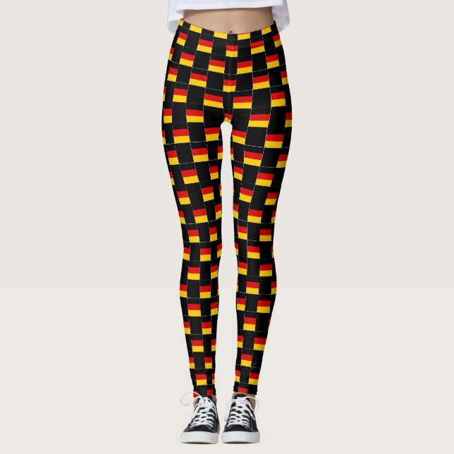 Checkered Germany Flag Pattern  Leggings (Front)