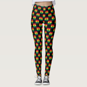 Checkered Ghana Flag Pattern Leggings