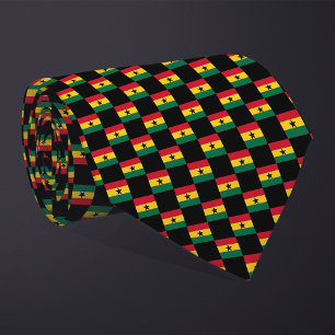 Checkered Ghana Flag Pattern Neck Tie