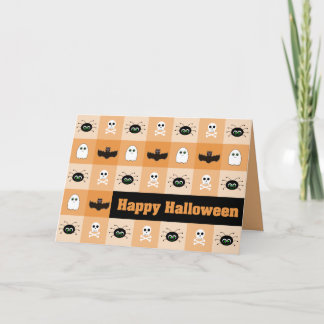 Checkered Ghoulies Halloween Greeting Card