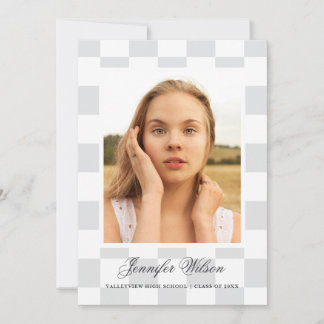 Checkered Grad graduation announcement Grey