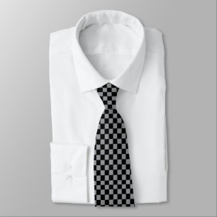 Checkered Gray and Black  Neck Tie