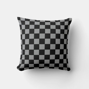 Checkered Gray and Black Throw Pillow