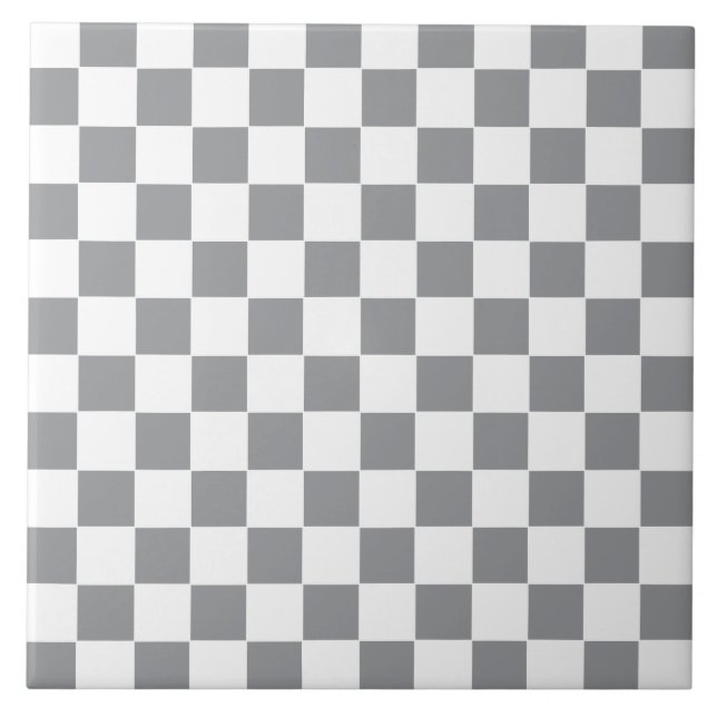 Checkered Gray and White Ceramic Tile (Front)
