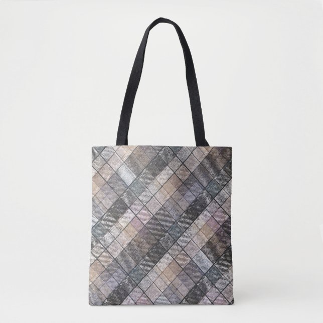Checkered gray . tote bag (Front)