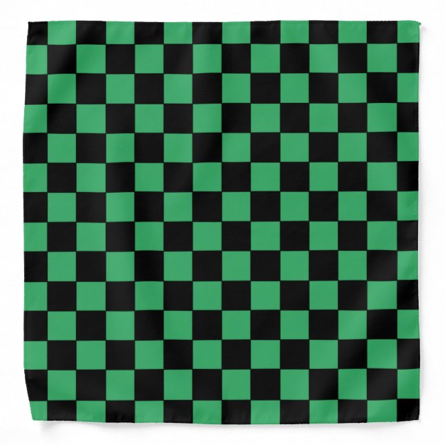 Checkered Green and Black Bandana (Front)