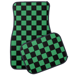 Checkered Green and Black Car Floor Mat