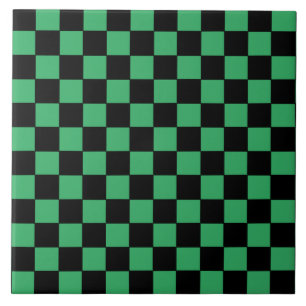 Checkered Green and Black Ceramic Tile