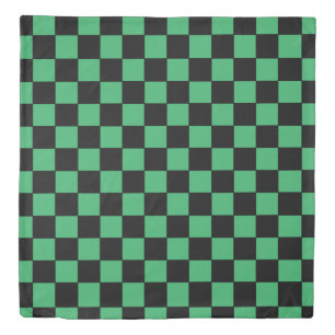 Checkered Green and Black Duvet Cover