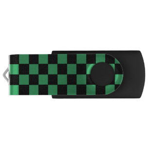 Checkered Green and Black Flash Drive