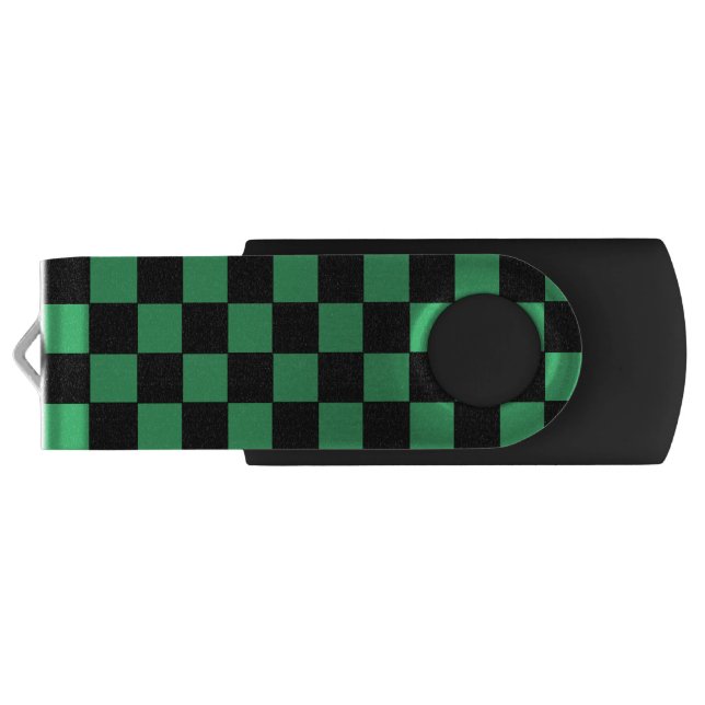 Checkered Green and Black Flash Drive (Back)