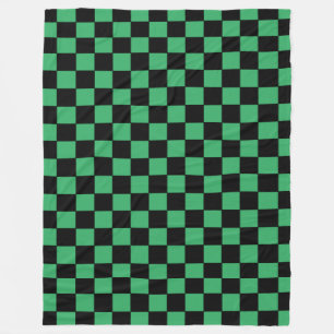 Checkered Green and Black  Fleece Blanket