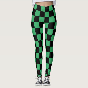 Checkered Green and Black Leggings