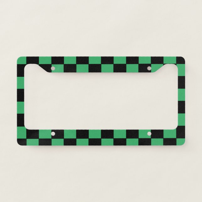 Checkered Green and Black License Plate Frame (Front)