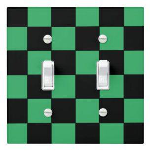 Checkered Green and Black Light Switch Cover