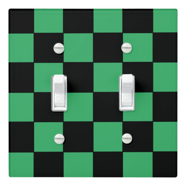 Checkered Green and Black Light Switch Cover (In Situ)