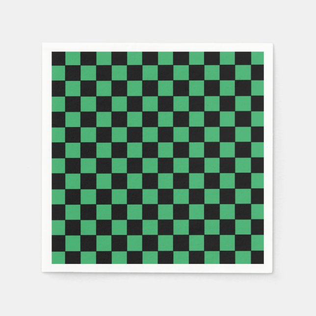 Checkered Green and Black Napkins (Front)