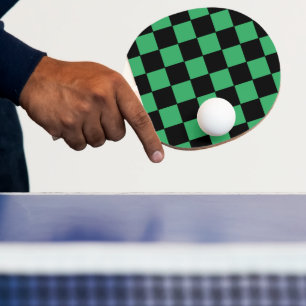 Checkered Green and Black Ping Pong Paddle